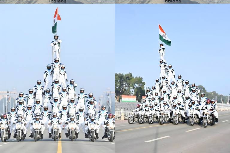 Pyramide humaine à moto
