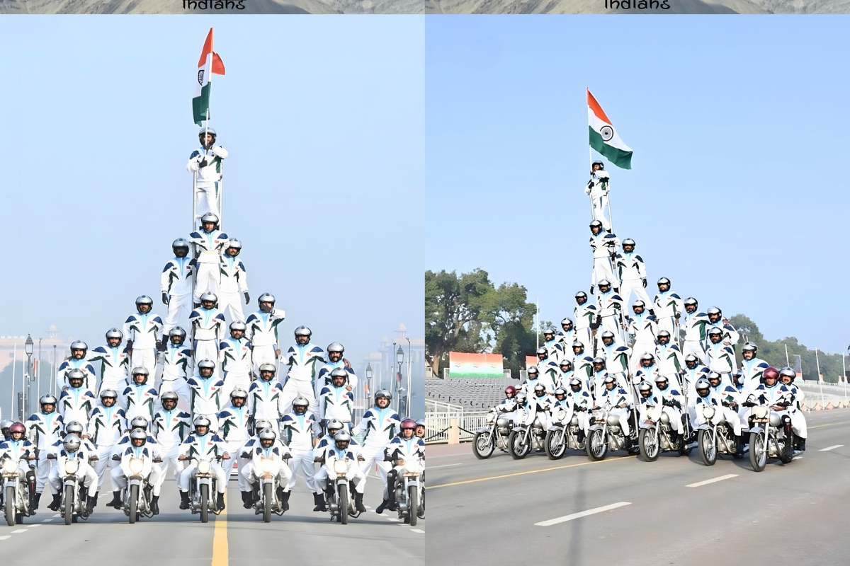 Pyramide humaine à moto