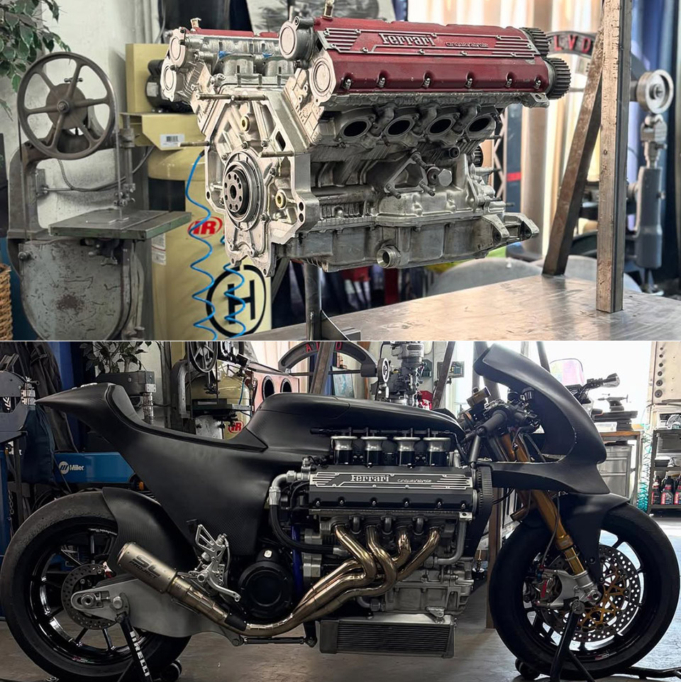 il a greffé un moteur ferrari sur une moto et le résultat est totalement dément 2
