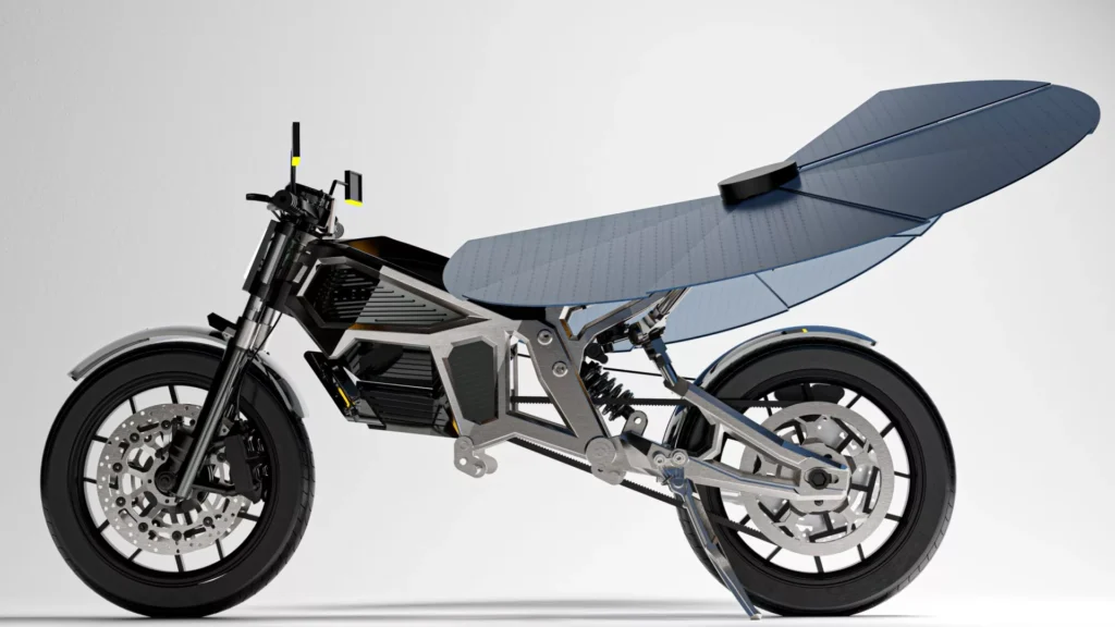 cette moto se recharge sans prise des “ailes” solaires se déploient autour d’elle et la transforment en mini centrale autonome 1