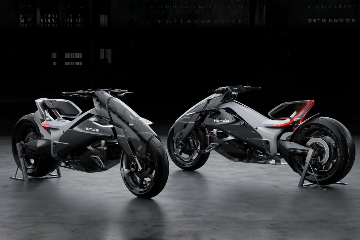 honda réinvente la moto avec un design de cruiser futuriste, un double moteur caché dans les roues et un affichage xxl en réalité augmentée