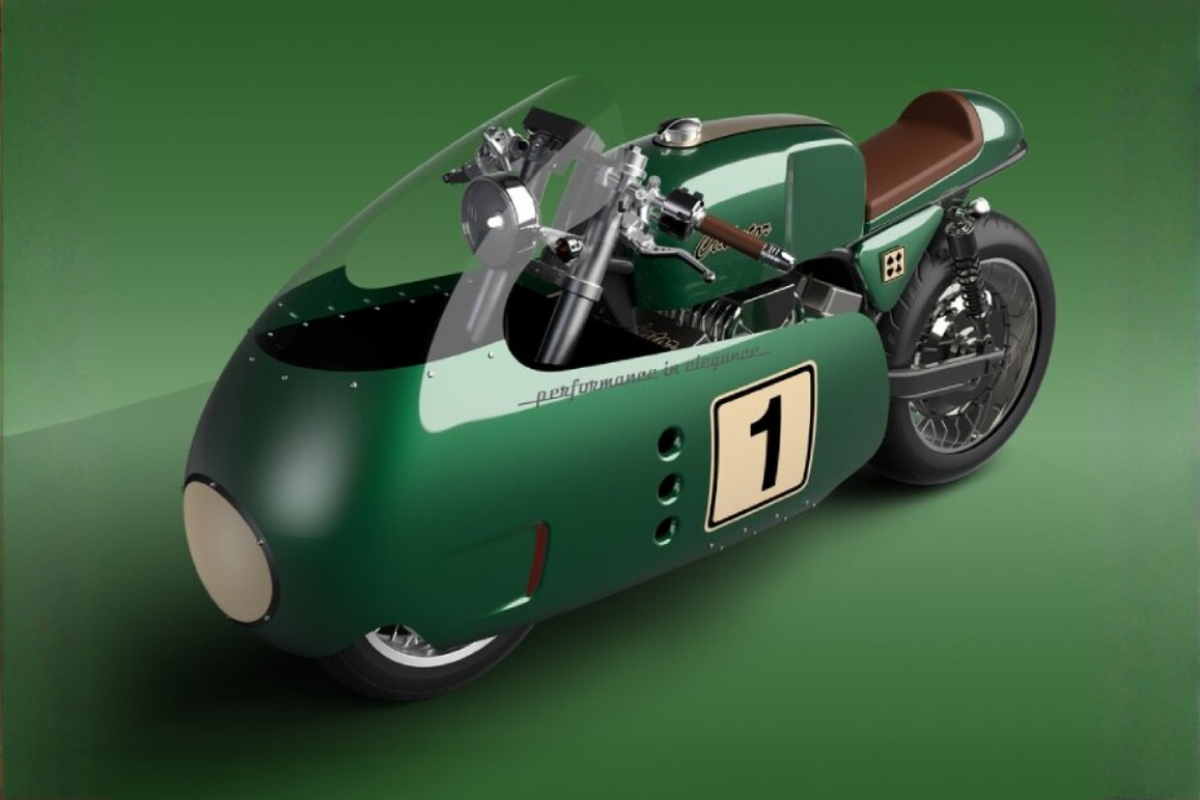 sous ce carénage rétro digne des années 60, cette moto électrique coréenne cache un faux v8 et un prix totalement déraisonnable